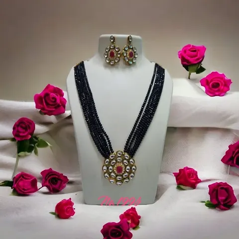 Alloy Beads Kundan Rajwadi Style Layered Jewellery Sets