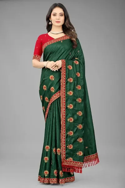 Georgette Embroidered Sarees With Blouse Piece