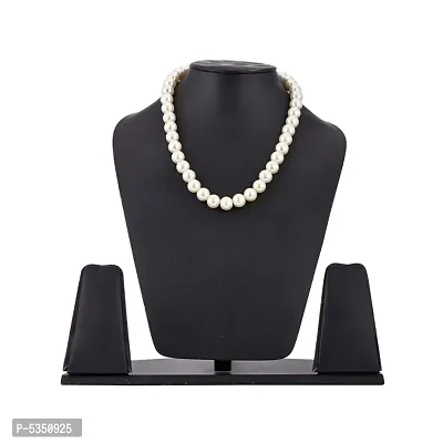 White Pearl Choker Necklace with Adjustable Thread For Women & Girls-thumb0