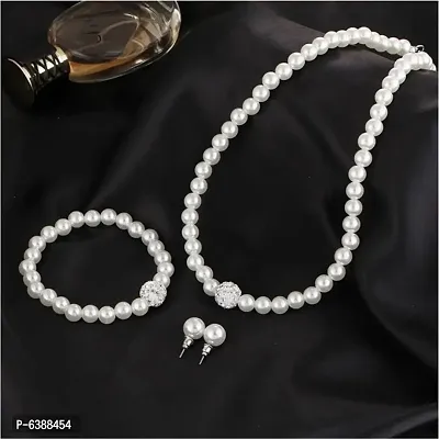 Trendy Attractive Pearl Jewellery Set for Women-thumb0