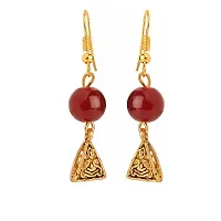 Oxidised Gold Trational Necklace and Earring  With adjustable Dori for Women and Girls(Maroon)-thumb3