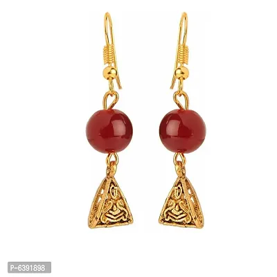 Oxidised Gold Trational Necklace and Earring  With adjustable Dori for Women and Girls(Maroon)-thumb4