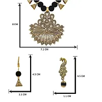 Peacock Stylish Antique Pearl(10MM Beads) German Oxidized Necklace and Earring With Adjustable Dori  for Women and Girls(Black).-thumb2