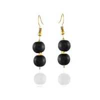 Round Shape Pearls Necklace and Earring With Adjustable Dori for Women and Girls (Black)-thumb2