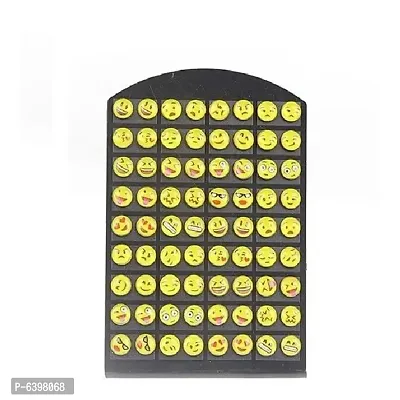 Styling Plastic Success Emoji Pattern Studs Earrings for Women and Girls (Yellow) -Pack of 36 Pairs
