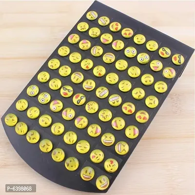 Styling Plastic Success Emoji Pattern Studs Earrings for Women and Girls (Yellow) -Pack of 36 Pairs-thumb3