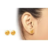 Styling Plastic Success Emoji Pattern Studs Earrings for Women and Girls (Yellow) -Pack of 36 Pairs-thumb4