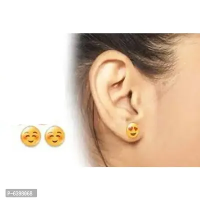 Styling Plastic Success Emoji Pattern Studs Earrings for Women and Girls (Yellow) -Pack of 36 Pairs-thumb5