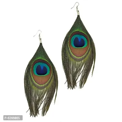 Original Peacock Feather Alloy Earrings for Women and Girls-thumb0