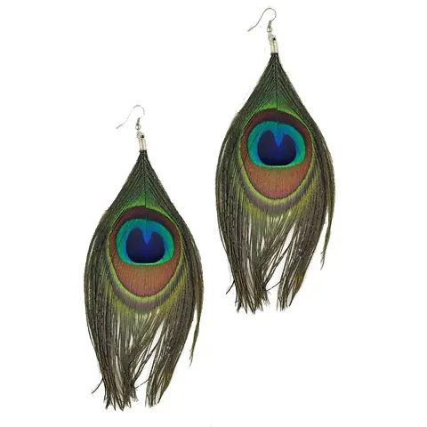Original Peacock Feather Alloy Earrings for Women and Girls.