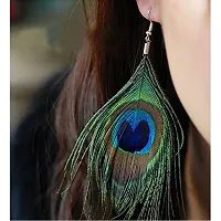 Original Peacock Feather Alloy Earrings for Women and Girls-thumb1