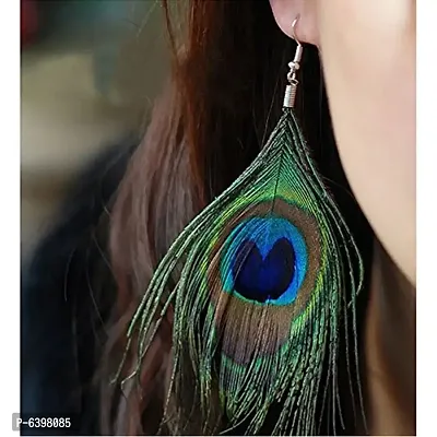 Original Peacock Feather Alloy Earrings for Women and Girls-thumb2