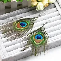 Original Peacock Feather Alloy Earrings for Women and Girls-thumb2