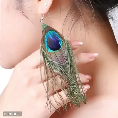 Original Peacock Feather Alloy Earrings for Women and Girls-thumb4