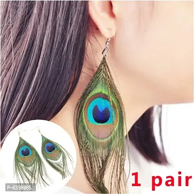 Original Peacock Feather Alloy Earrings for Women and Girls-thumb5