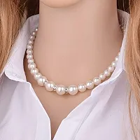 Exclusive Pearl Collection Gold Plated Necklace Set with Earrings Pearl Jewellery Set for Women and Girls(White)-thumb1