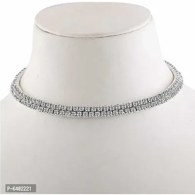 Double Line Silver Choker  Necklace For Girls and Womens.-thumb2