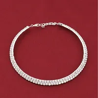 Double Line Silver Choker  Necklace For Girls and Womens.-thumb2