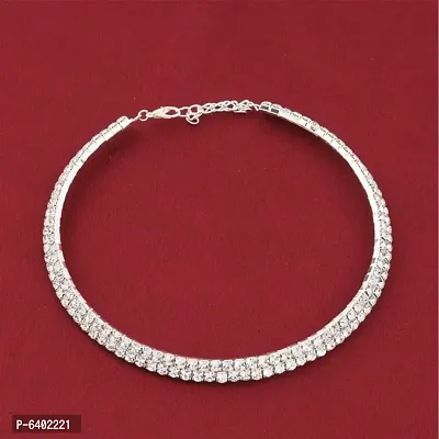 Double Line Silver Choker  Necklace For Girls and Womens.-thumb3