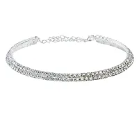 Double Line Silver Choker  Necklace For Girls and Womens.-thumb3