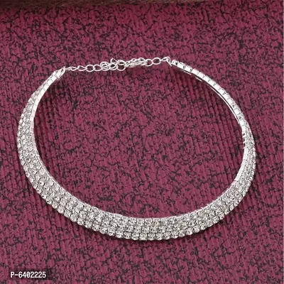 Triple Line Silver Choker Necklace For Girls and Womens.-thumb2