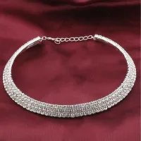 Triple Line Silver Choker Necklace For Girls and Womens.-thumb2