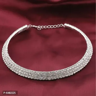 Triple Line Silver Choker Necklace For Girls and Womens.-thumb3