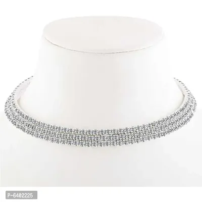 Triple Line Silver Choker Necklace For Girls and Womens.-thumb4