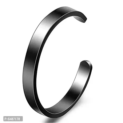 Stainless Steel(Metal) Cuff Kada Bangle Bracelet For Men Boys(Free Size).-thumb0