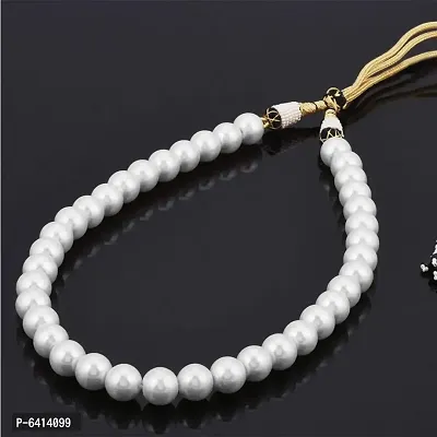 Round Shape Pearls Choker Necklace With Adjustable Dori for Women and Girls (White).