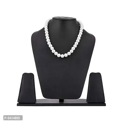Round Shape Pearls Choker Necklace With Adjustable Dori for Women and Girls (White).-thumb2