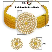 Gold Plated Choker Necklace and Earring With Adjustable Dori For Women and Girls(Yellow).-thumb3