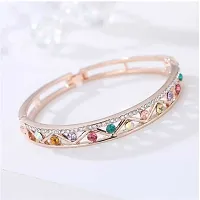 Fashion Rose Gold Gold-Plated Cubic Zirconia Stylish Bracelet for Women and Girls-thumb1