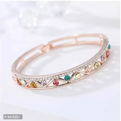 Fashion Rose Gold Gold-Plated Cubic Zirconia Stylish Bracelet for Women and Girls-thumb2