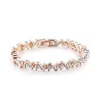 Fashion Rose Gold Gold-Plated Cubic Zirconia Stylish and Heart Kada Bracelet for Women and Girls(Combo)-thumb1