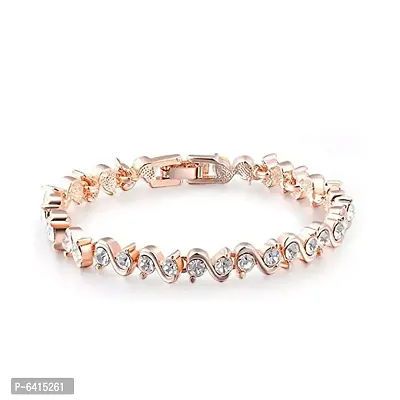 Fashion Rose Gold Gold-Plated Cubic Zirconia Stylish and Heart Kada Bracelet for Women and Girls(Combo)-thumb2