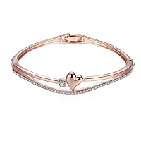 Fashion Rose Gold Gold-Plated Cubic Zirconia Stylish and Heart Kada Bracelet for Women and Girls(Combo)-thumb2