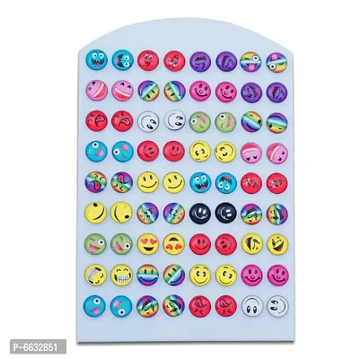 Styling Plastic Success Emoji Pattern Studs Earrings for Women and Girls (Multicolour) -Pack of 36 Pairs-thumb0