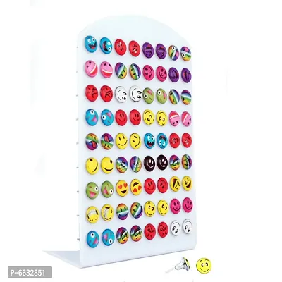 Styling Plastic Success Emoji Pattern Studs Earrings for Women and Girls (Multicolour) -Pack of 36 Pairs-thumb2