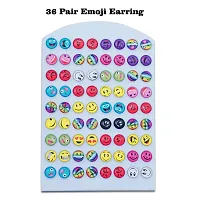 Styling Plastic Success Emoji Pattern Studs Earrings for Women and Girls (Multicolour) -Pack of 36 Pairs-thumb2