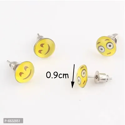 Styling Plastic Success Emoji Pattern Studs Earrings for Women and Girls (Multicolour) -Pack of 36 Pairs-thumb5