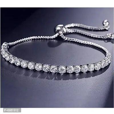 Exclusive Crystal Fancy Collection Silver  Plated Stylish Bracelet for Women and Girls-thumb0