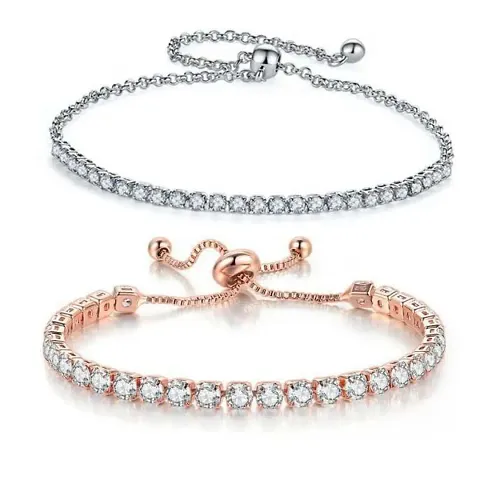 Exclusive Crystal Fancy Collection and Plated Stylish Bracelet for Women and Girls(Pack Of 2)andhellip;