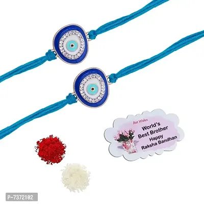 Evil Eye Rakhi Protect From Negative Energy Rakhi Handmade With Roli Chawal  Gift Card for Brother/Bhaiya/Bhai(Combo)