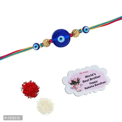 Evil Eye Rakhi Protect From Negative Energy Rakhi Handmade With Roli Chawal  Gift Card for Brother/Bhaiya/Bhai-thumb0