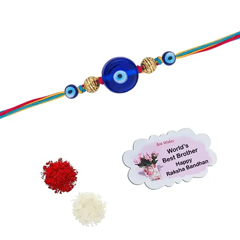 Evil Eye Rakhi Protect From Negative Energy Rakhi Handmade With Roli Chawal  Gift Card for Brother