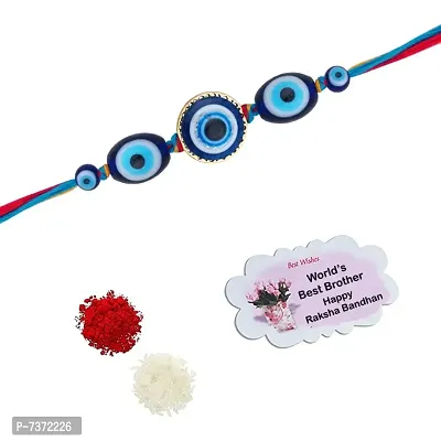 Evil Eye Rakhi Protect From Negative Energy Rakhi Handmade With Roli Chawal  Gift Card for Brother/Bhaiya/Bhai