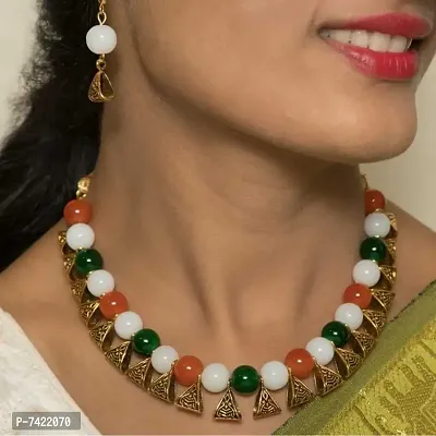 Republic Day  Independent Day ( Tiranga ) special Choker Necklace  Earring With Adjustable Dori  for Women and Girls.-thumb2