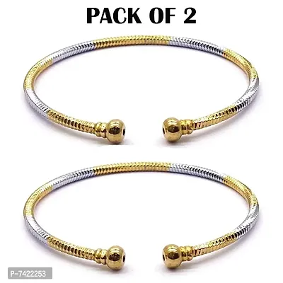 Silver and Gold Stylish Adjustable Bracelet Combo of Two for Girls and Women(Pack Of Two)-thumb3