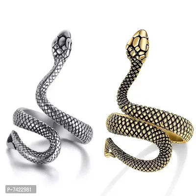 Snake Stainless ring  Steel (Adjustable Snake ring) Ring for Men  Women(Combo)-thumb0